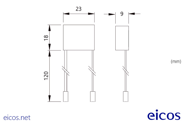 Dimensions of Snubber Filter K8 (AC) for contactors and command relays