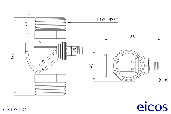 Dimensions of Contrasseco Sensor C1 M12