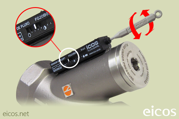 Sensitivity adjustment of the Eicos flow switch FG20B02