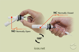 NO or NC operation of lateral level switch