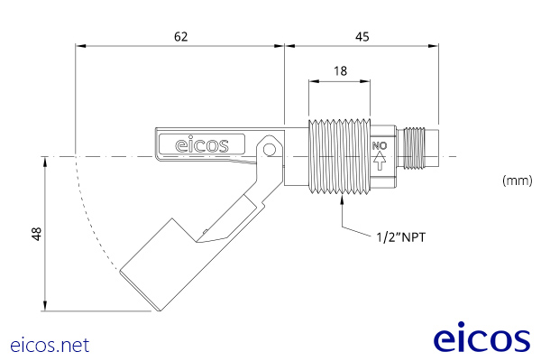 Dimensions of the level switch LA32-M12